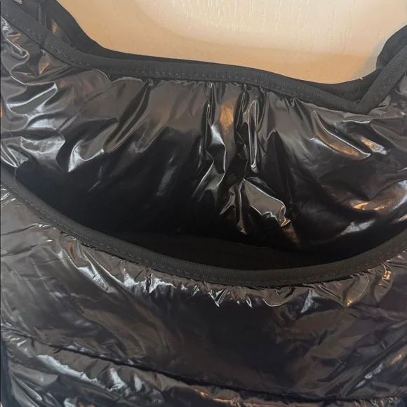 Ah-dorned Patent Black Quilted Shoulder Bag 2 Straps - Picture 6 of 15